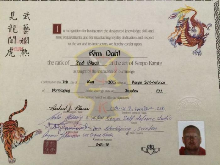 Black belt 2nd degree · May 7, 2015 · Promoted by SMA Huk Planas 10th degree BB & Marty Z 8th & Ingmar Johansson 6th & Sascha Berning 5th