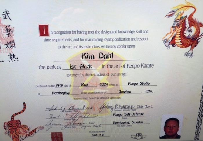 Black belt 1st degree · May 14, 2009 · Promoted by SMA Huk Planas 10th degree BB & Graham Lelliott 6th degree BB & Ingmar Johansson 5th. degree BB & Johnny Hansen 2nd BB