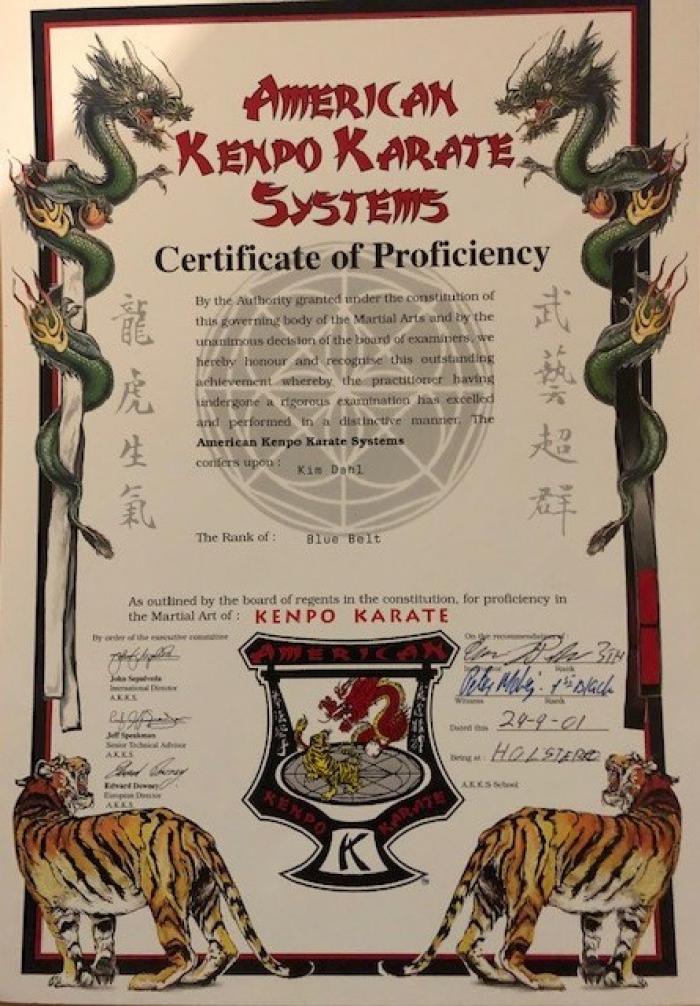 Blue belt · September 24, 2001 · Promoted by Claus Pedersen 3rd BB and Peter Melvej 1st BB