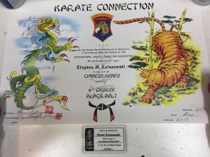 Black belt 6th degree · May 30, 2017 · Promoted by Chuck Sullivan, Greg Satterfield