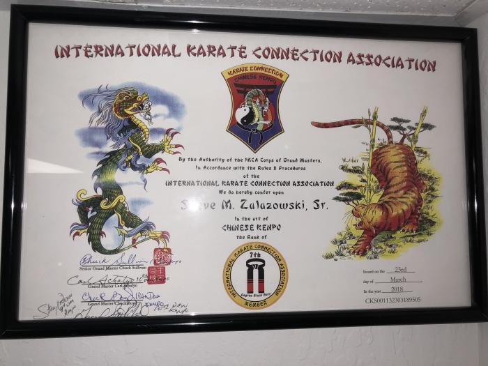 Black belt 7th degree · March 23, 2018 · Promoted by Chuck Sullivan, Carl Schalyo, Chuck Boyd, Greg Satterfield, Stacy Picascia