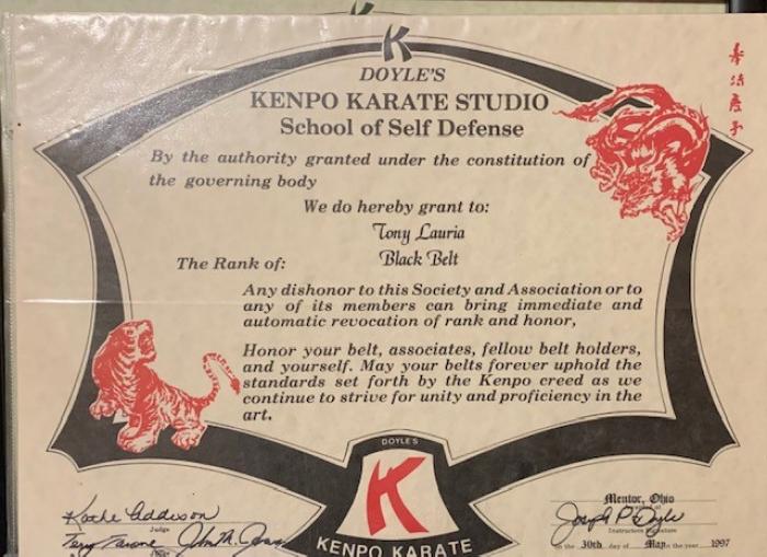 Black belt 1st degree · May 30, 1997 · Promoted by Joe Doyle
