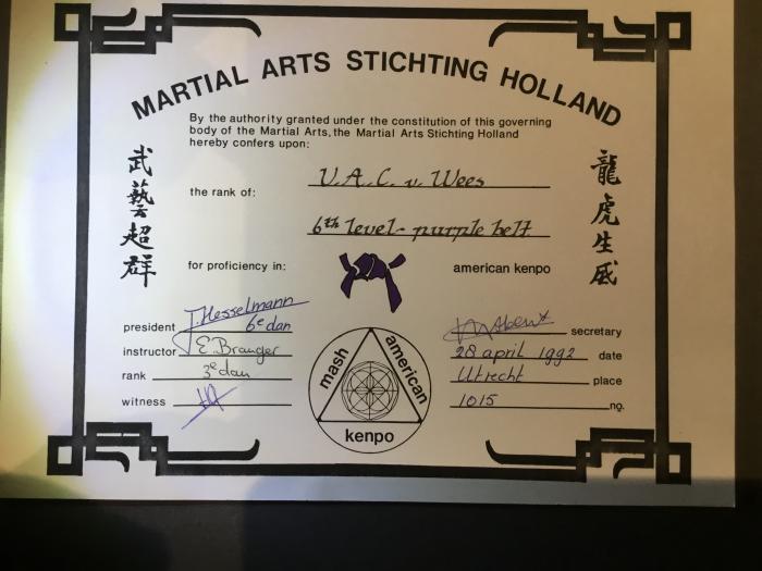Purple belt · April 28, 1992 · Promoted by Hans Hesselmann