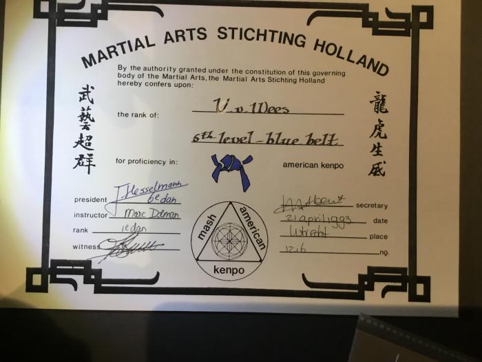Blue belt · April 21, 1993 · Promoted by Hans Hesselmann