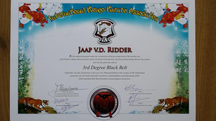 Black belt 3rd degree · February 22, 2015 · Promoted by Hans Hesselmann