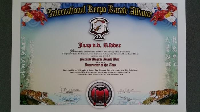 Black belt 2nd degree · December 12, 2009 · Promoted by Hans Hesselmann