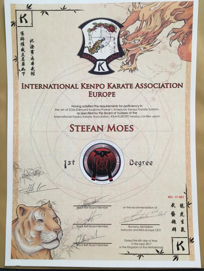 Black belt 1st degree · May 6, 2017 · Promoted by Romano Michielsen