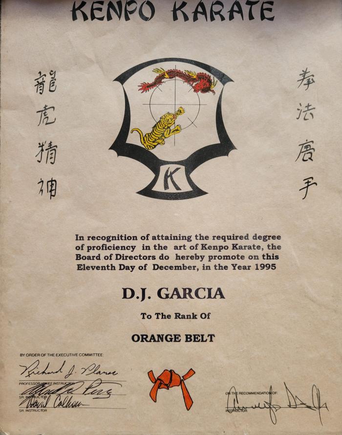 Orange belt · December 11, 1995 · Promoted by J.R. Diaz
