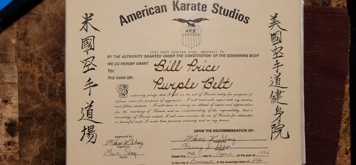 Purple belt · April 7, 1994 · Promoted by Marc Shay