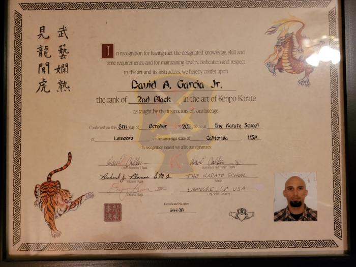 Black belt 2nd degree · October 8, 2011 · Promoted by David Calhoun