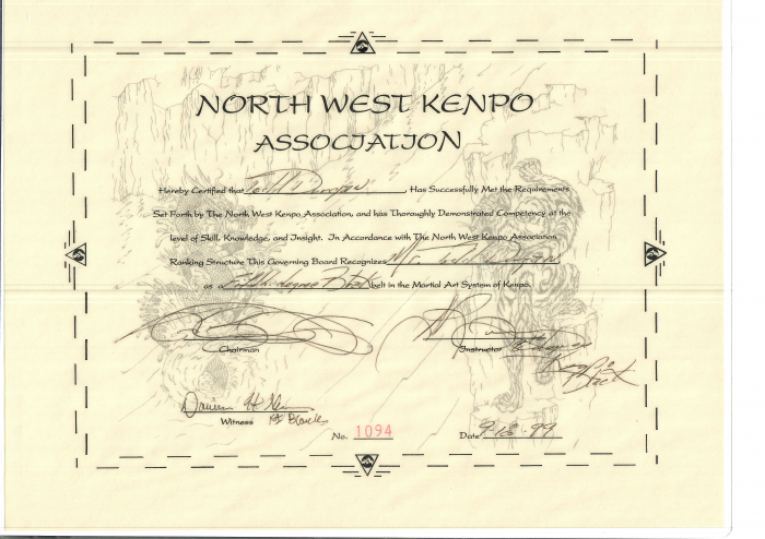 Black belt 5th degree · September 18, 1999 · Promoted by AC Rainey