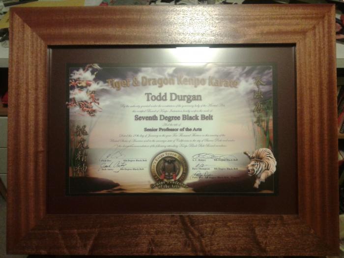 Black belt 7th degree · January 19, 2013 · Promoted by AC Rainey, Paul Dye, Jack Autry