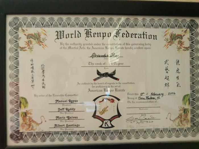Black belt 1st degree · February 18, 2006 · Promoted by Bennie Cornett