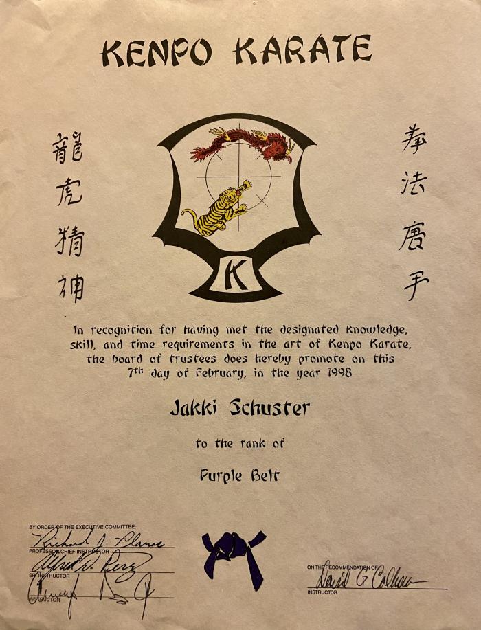 Purple belt · February 7, 1998 · Promoted by David G Calhoun