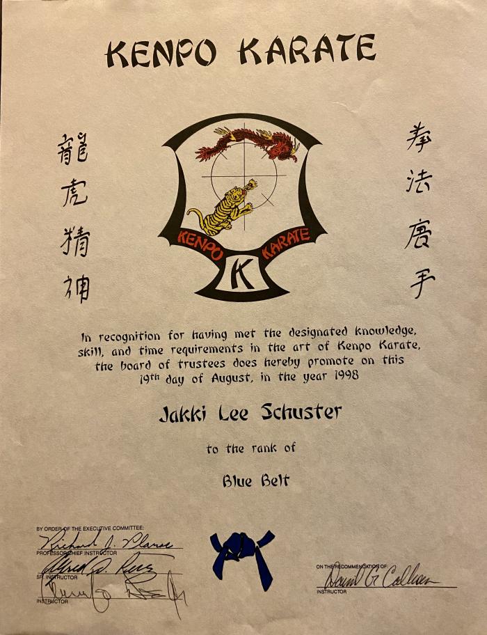 Blue belt · August 19, 1998 · Promoted by David G Calhoun