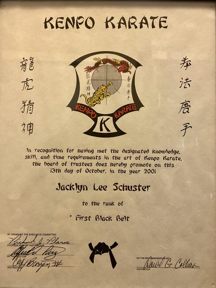 Black belt 1st degree · October 13, 2001 · Promoted by David G Calhoun
