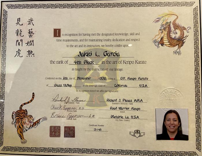 Black belt 4th degree · November 11, 2018 · Promoted by Richard "Huk" J Planas