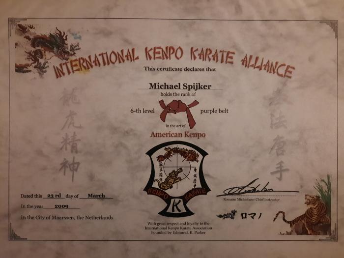 Purple belt · March 23, 2009 · Promoted by Romano Michielsen