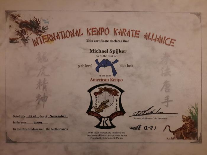 Blue belt · November 21, 2009 · Promoted by Romano Michielsen