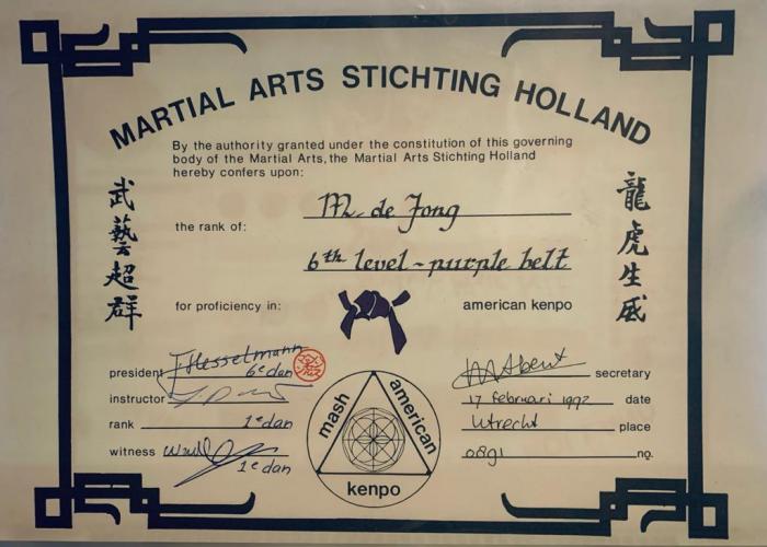Purple belt · February 17, 1992 · Promoted by Hans Hesselmann