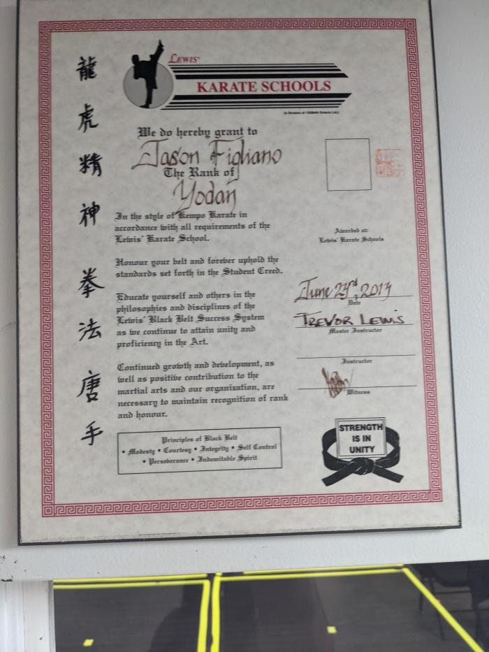 Black belt 4th degree · June 1, 2013 · Promoted by Shihan Trevor Lewis
