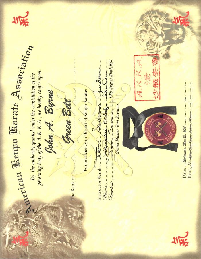 Green belt · May 26, 2010 · Promoted by Tom Saviano