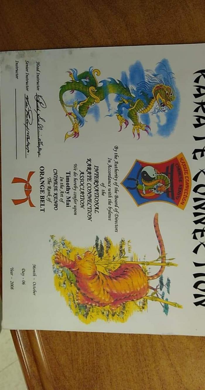 Orange belt · October 6, 2008 · Promoted by Vic LeRoux
