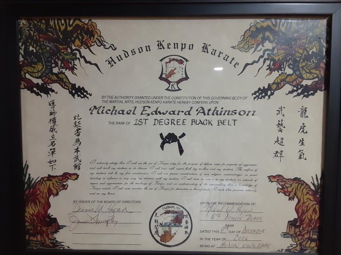 Black belt 1st degree · December 9, 2006 · Promoted by Mike Hogan