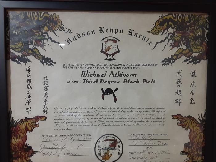 Black belt 3rd degree · June 16, 2012 · Promoted by Mike Hogan