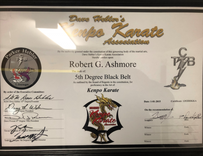 Black belt 5th degree · January 1, 2015 · Promoted by Todd Durgan