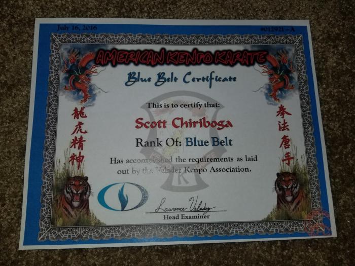 Blue belt · July 16, 2016 · Promoted by Lawrence Valadez