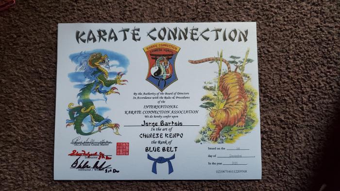 Blue belt · December 1, 2020 · Promoted by Steve Zalazowski, Sr.
