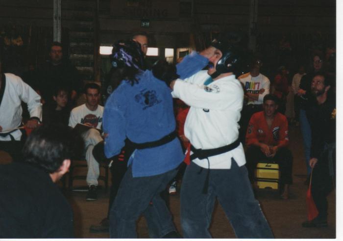Me in the Blue sparring with Marty Obray