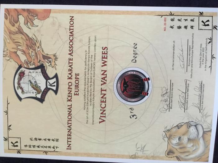 Black belt 3rd degree · May 23, 2022 · Promoted by Romano Michielsen
