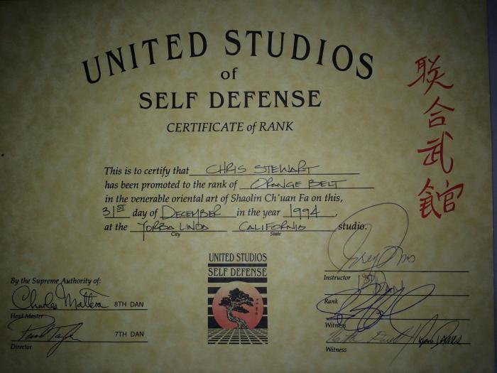 Yellow belt · December 31, 1994 · Promoted by Greg Jones