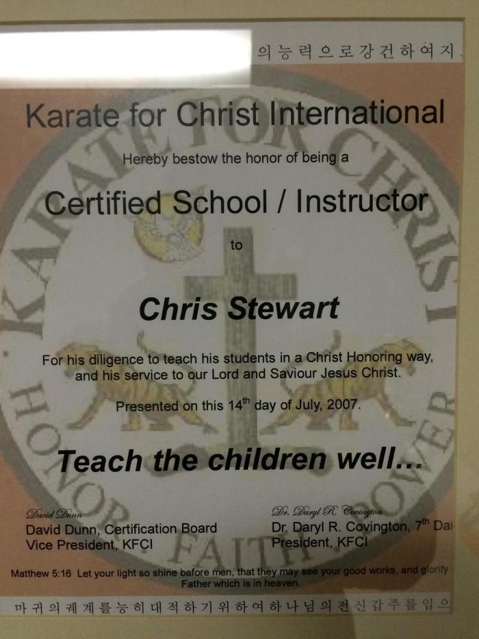 Karate for Christ International Instructor Certification