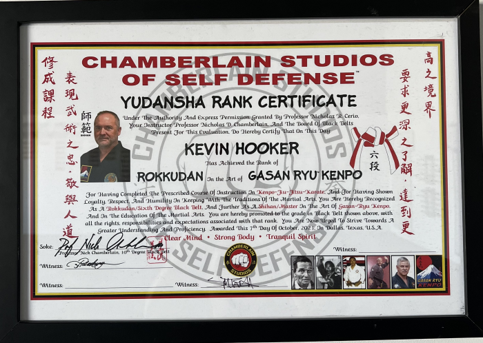 Black belt 6th degree · October 7, 2023 · Promoted by Professor Nick Chamberlain
