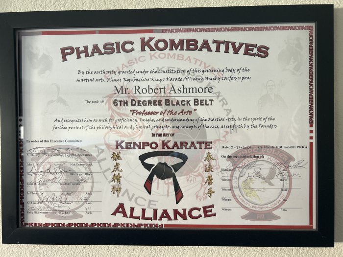Black belt 6th degree · February 29, 2024 · Promoted by Phasic Kombatives Kenpo Alliance